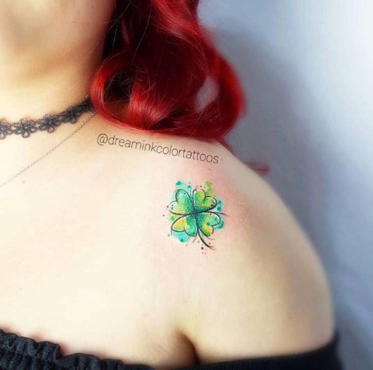 Lucky clover watercolor tatuaje