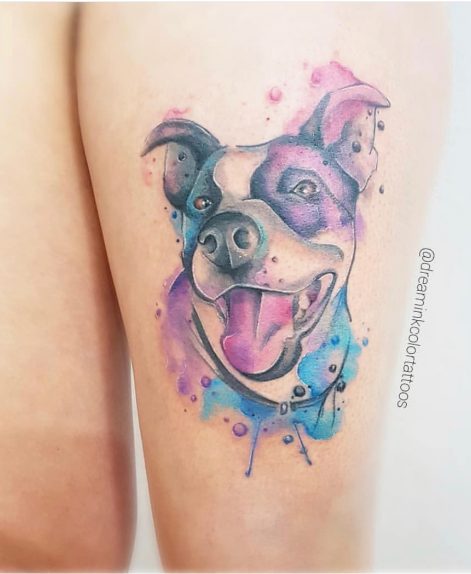 watercolor tattoo de perro por miriam en madriz